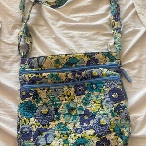 Vera Bradley Teal Blue Floral Quilted Crossbody Bag